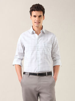 U.S. POLO ASSN. - Men White Checks Cotton Shirt
