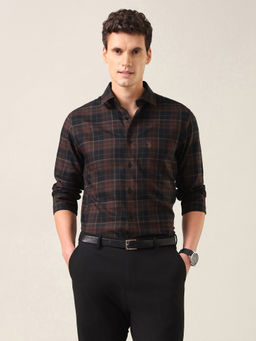 U.S. POLO ASSN. - Men Brown Checks Cotton Shirt