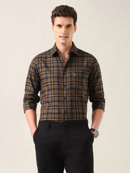 U.S. POLO ASSN. - Men Brown Checks Cotton Shirt