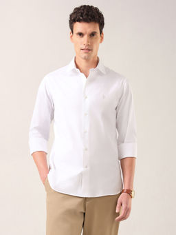 U.S. POLO ASSN. - Men White Solid/Plain Cotton Shirt