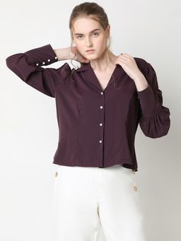 VERO MODA - Plum Cuffed Sleeves Shirt