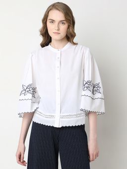 VERO MODA - White Embroidered Cotton Shirt