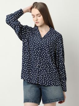 VERO MODA - Navy Blue Polka Dot Shirt