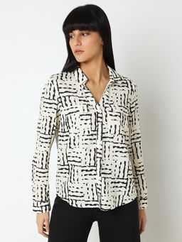 VERO MODA - Off-White Abstract Print Shirt