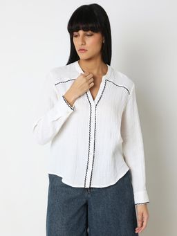 VERO MODA - White Crochet Trim Shirt
