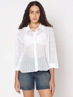 VERO MODA - White Cut-Out Cotton Shirt