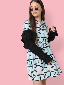 ONLY - Women Printed Casual Blue Dress