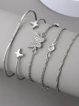 Peora - Silver Plated Multi Pieces Combination Bracelets Jewellery