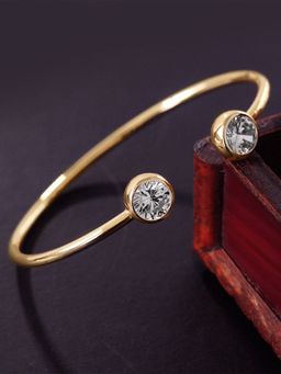 Peora - Gold Plated Cubic Zirconia Studded Cuff Bracelet Stylish Fashion Jewellery