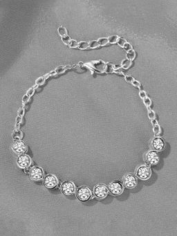 Peora - Silver Plated American Diamond Studded Openable Bracelet Fashion Jewellery