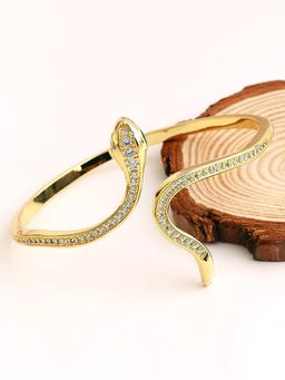 Peora - Gold Plated Cubic Zirconia Studded Snake Shape Bracelet Fashion Jewellery