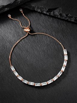 Peora - Studded Cubic Zirconia Rose Gold Plated Bracelet Jewellery