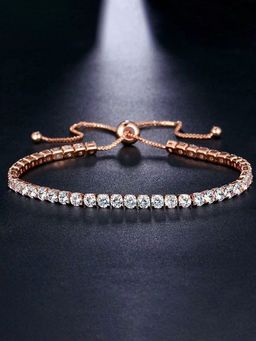 Peora - Rose Gold Plated White Cubic Zirconia Adjustable Bracelet Jewellery