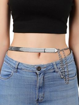 Peora - Silver Plated Body Chain Adjustable Belly Chain Waist Chain Belt Jewellery