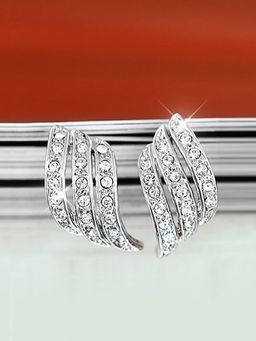Peora - Silver Gold Plated Cubic Zirconia Stud Earrings