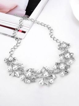 Peora - Silver Plated Peal Leaf Nature Inspired Necklace Earring Set for Women & Girls