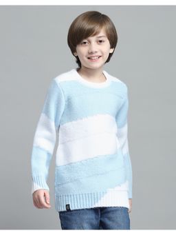 Monte Carlo - Boys Colorblock Blue Round Neck Full Sleeve Pullover