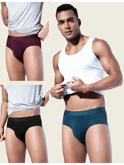 DaMENSCH - Men Deo-Soft Solid Premium Egyptian Cotton Modal Blend Briefs (Pack of 3)
