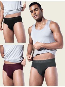 DaMENSCH - Men Deo-Soft Solid Premium Egyptian Cotton Modal Blend Briefs (Pack of 3)