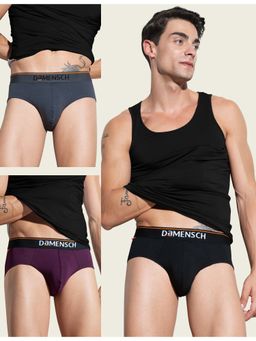 DaMENSCH - Men Premium Cotton Blend Deo-Cotton Solid Briefs (Pack of 3)
