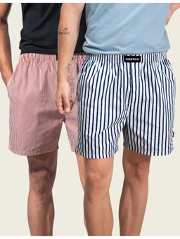 DaMENSCH - Men Breeze Ultra-Light Stripes Pure Cotton Boxers (Pack of 2)