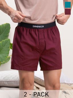DaMENSCH - Men Breeze Ultra-Light Solid Cotton Boxers (Pack of 2)