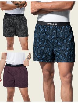 DaMENSCH - Men Breeze Ultra-Light Printed Pure Cotton Boxers (Pack of 3)