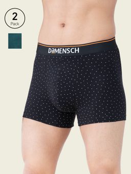 DaMENSCH - Multi-Color Cotton Blend Printed Mid Waist Trunks (Pack of 2)