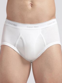 Calvin Klein - Men White Cotton Plain Mid Waist Brief