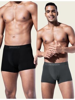 DaMENSCH - Men Multi-Color Plain Cotton Trunks (Pack of 2)