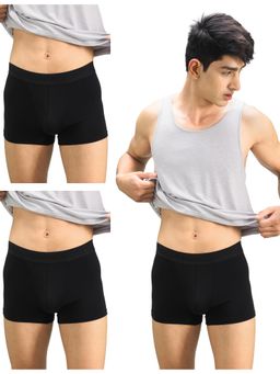 DaMENSCH - Men Multi-Color Cotton Plain Mid Waist Trunks (Pack of 3)