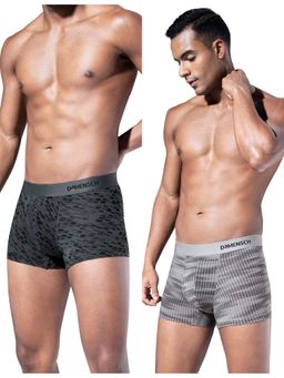 DaMENSCH - Men Multi-Color Cotton Printed Mid Waist Trunks (Pack of 2)