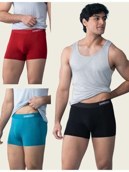DaMENSCH - Men Multi-Color Plain Cotton Trunks (Pack of 3)