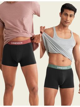 DaMENSCH - Men Multi-Color Cotton Blend Plain Mid Waist Trunks (Pack of 2)