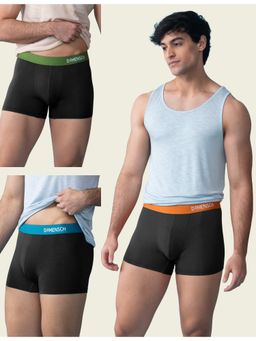 DaMENSCH - Men Multi-Color Cotton Plain Mid Waist Trunks (Pack of 3)