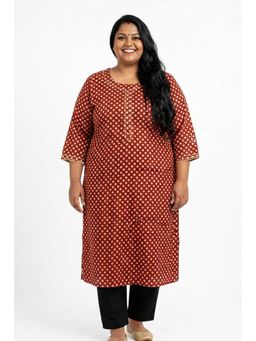 Swasti - Women Rust Plus Size Cotton Kurta