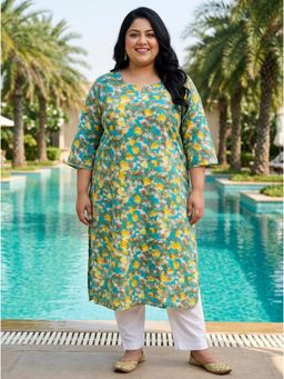 Swasti - Women Green Plus Size Crepe Kurta