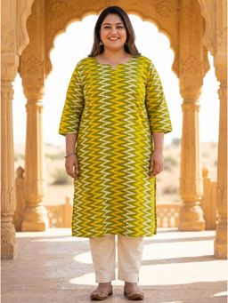 Swasti - Women Yellow Plus Size Crepe Kurta