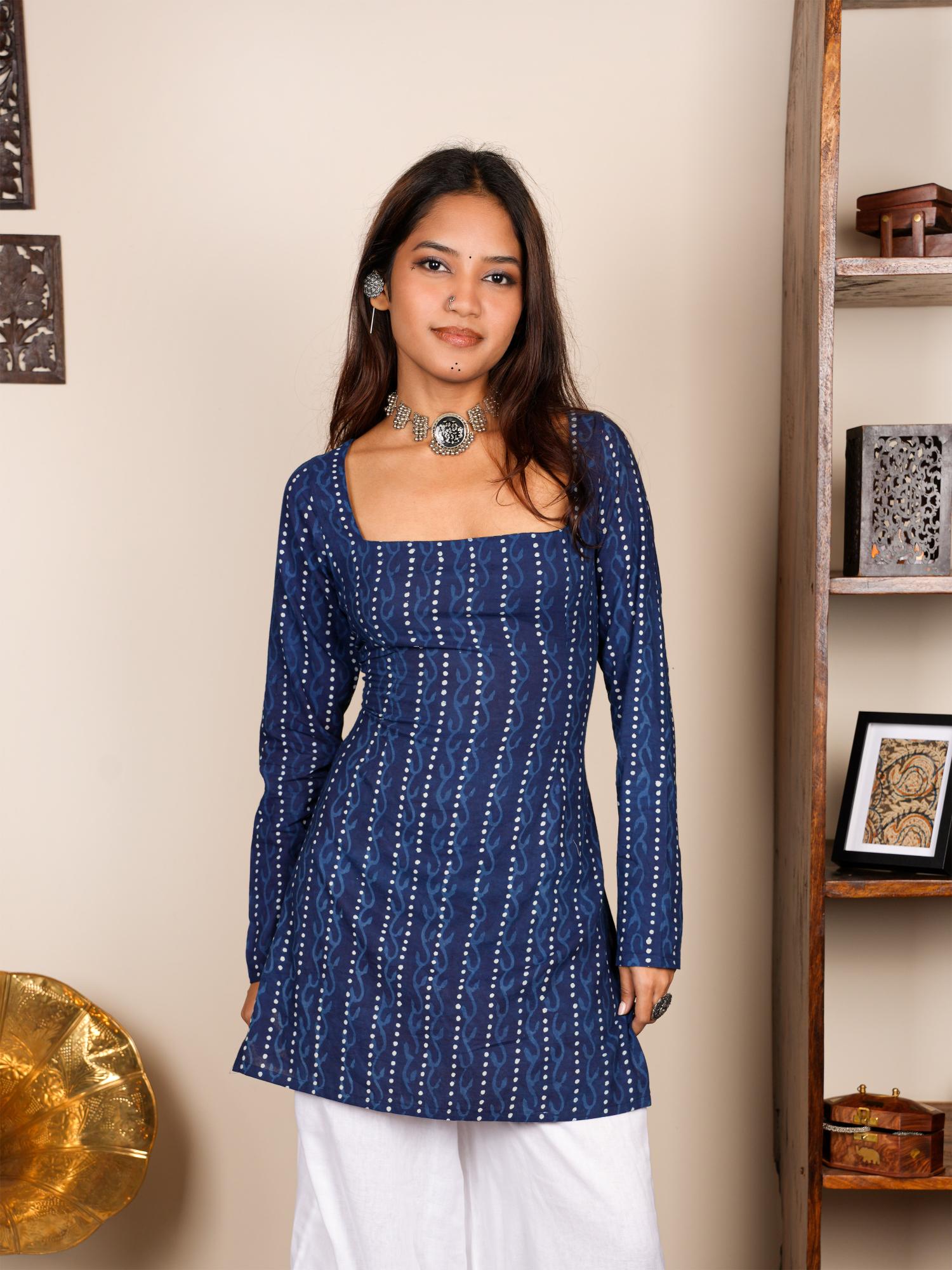 nishorama Mehek Sleeved Corset Blue Kurti-picture-42