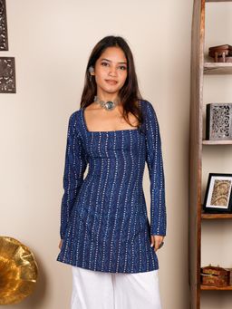 NISHORAMA - Mehek Sleeved Corset Blue Kurti