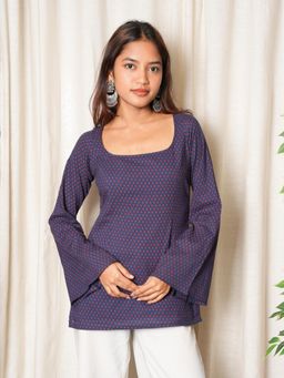 NISHORAMA - Karima Deep Back Sleeved Blue Kurti