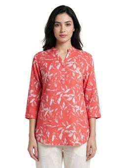 Bonjour - Dk.Peach Women Floral Printed Short Kurti