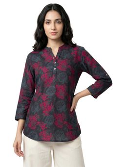 Bonjour - Grey Women Floral Printed Short Kurti