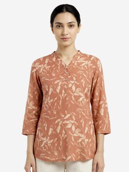 Bonjour - Brown Women Floral Printed Short Kurti