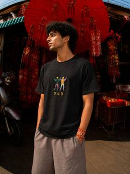Bene Kleed - Mens Black Embroidered Regular Fit T-Shirt
