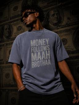 Bene Kleed - Men Blue Oversize fit Typographic T-Shirt