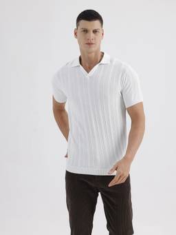 BASICS - Flat Knit White Cotton Sweatshirt