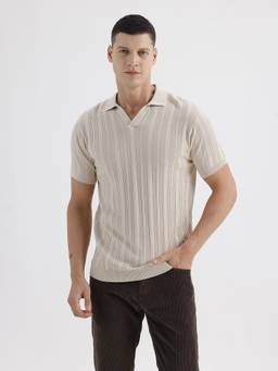 BASICS - Flat Knit Cream Cotton Sweatshirt