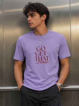 RIGO - Men Light Purple Regular Fit Typography Casual T-Shirt