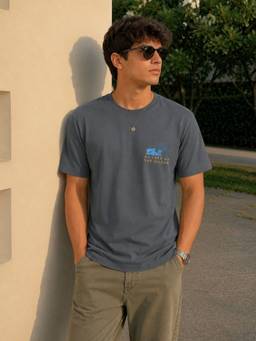 RIGO - Men Grey Regular Fit Printed Cotton Casual T-Shirt